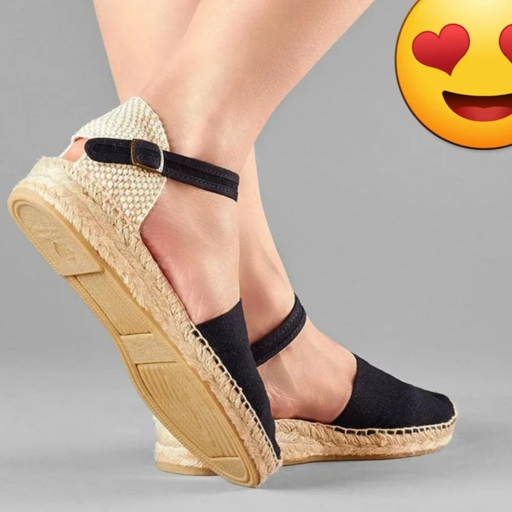 Ramoncinas NWOT  Women's Tie Up Leg Closed Toe Black Espadrille Made In Spain